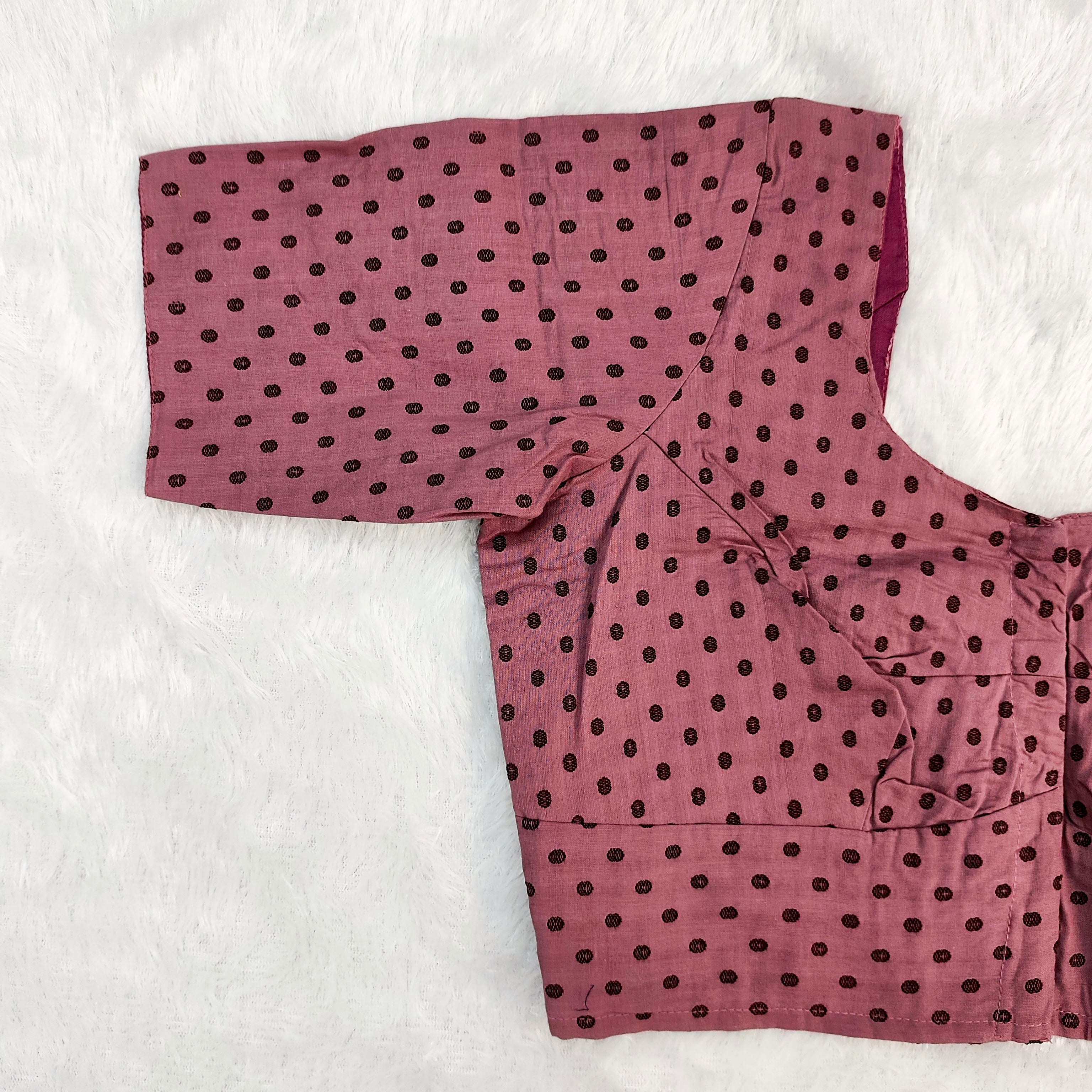 Queen Cotton Blouse Maroon with Polka Dots