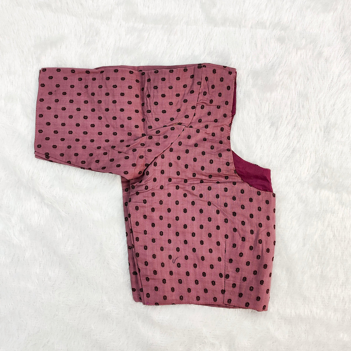 Queen Cotton Blouse Maroon with Polka Dots