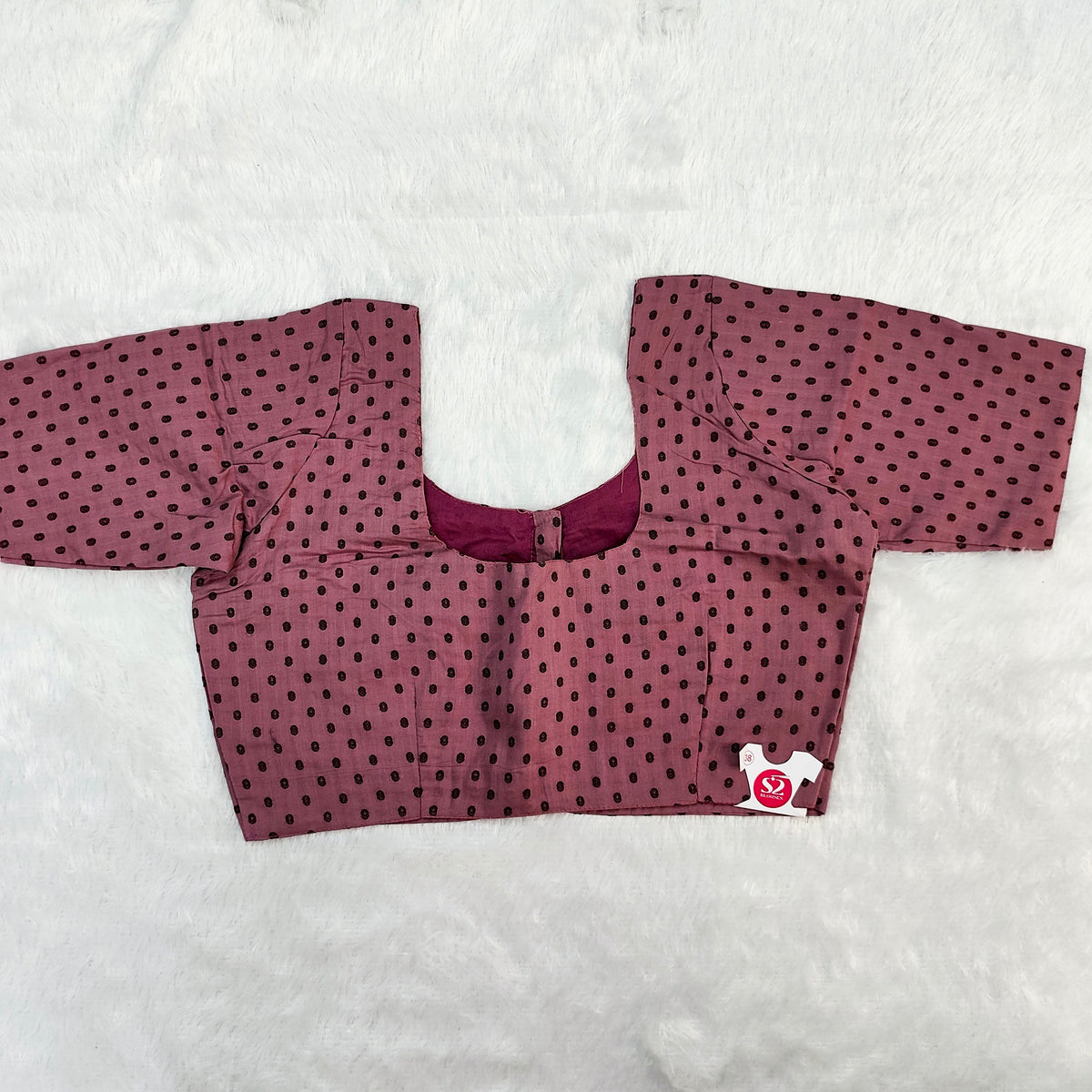 Queen Cotton Blouse Maroon with Polka Dots