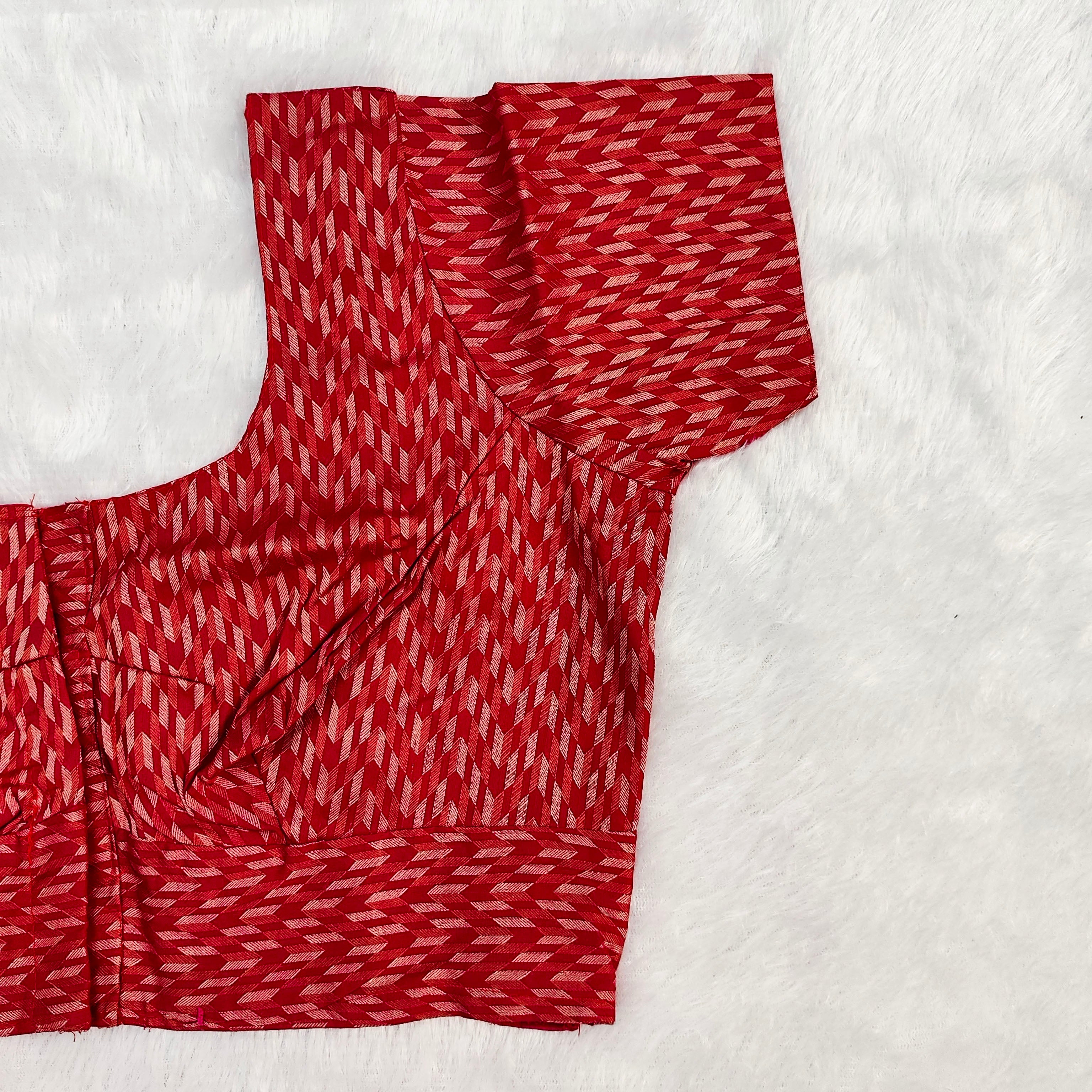 Queen Cotton Blouse Red with Geometric Print