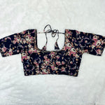 Padded Blouse Navy Blue with Floral Print