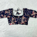 Padded Blouse Navy Blue with Floral Print