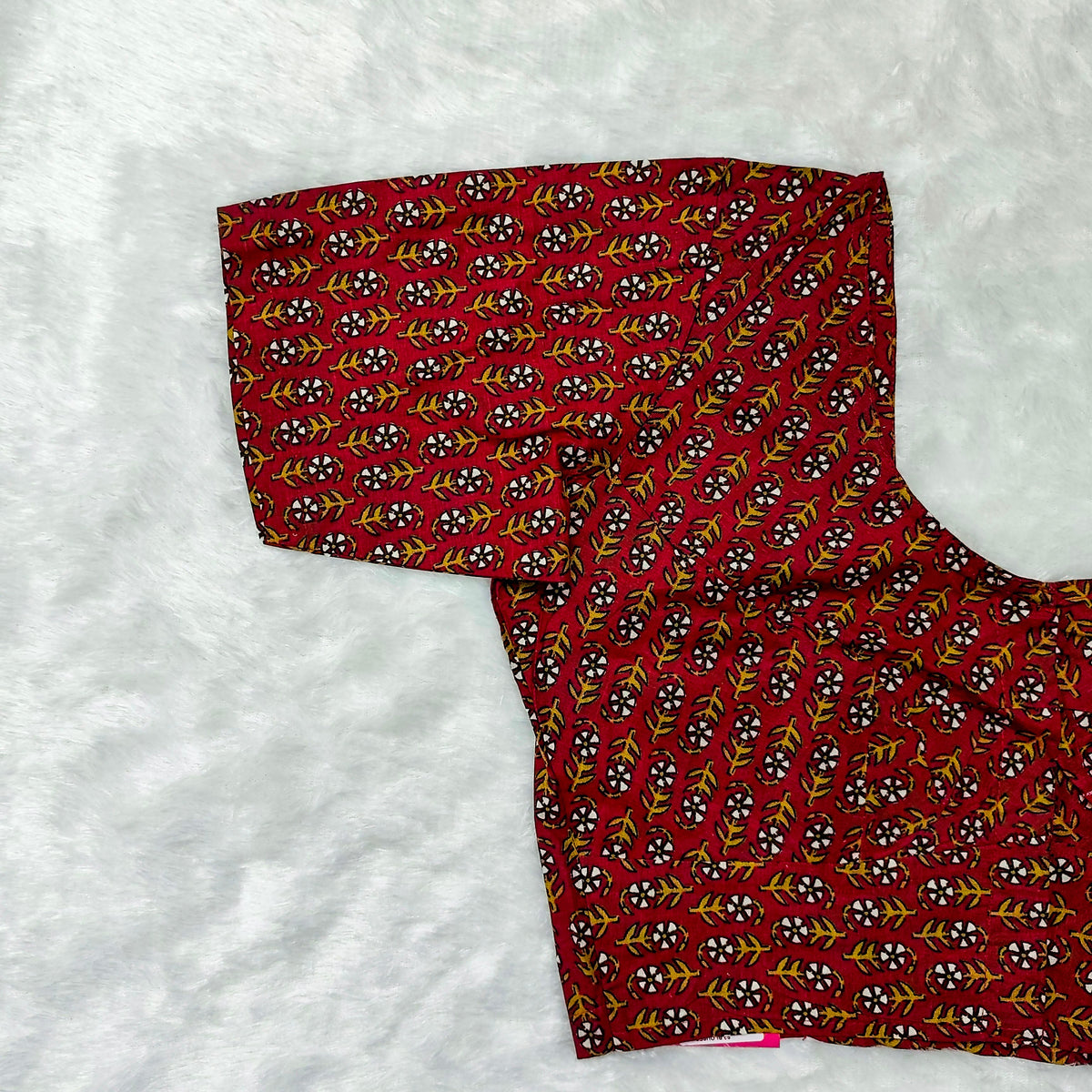 Everyday Wear Cotton Ajrak Print Blouse in Red