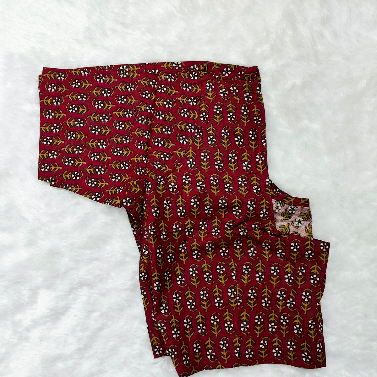 Everyday Wear Cotton Ajrak Print Blouse in Red