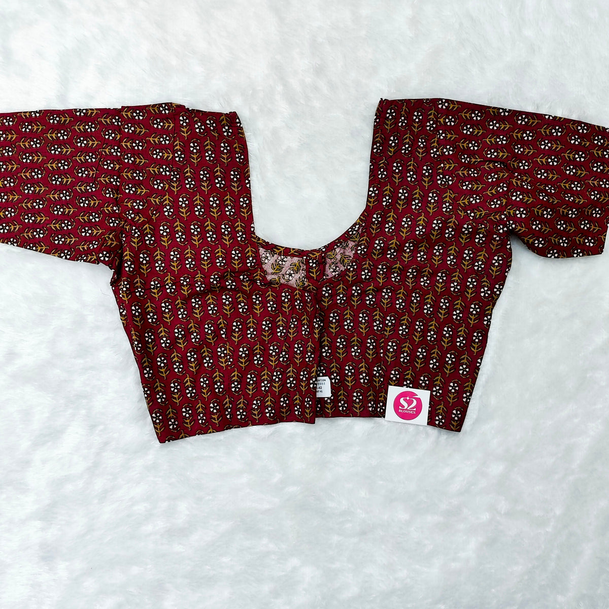 Everyday Wear Cotton Ajrak Print Blouse in Red