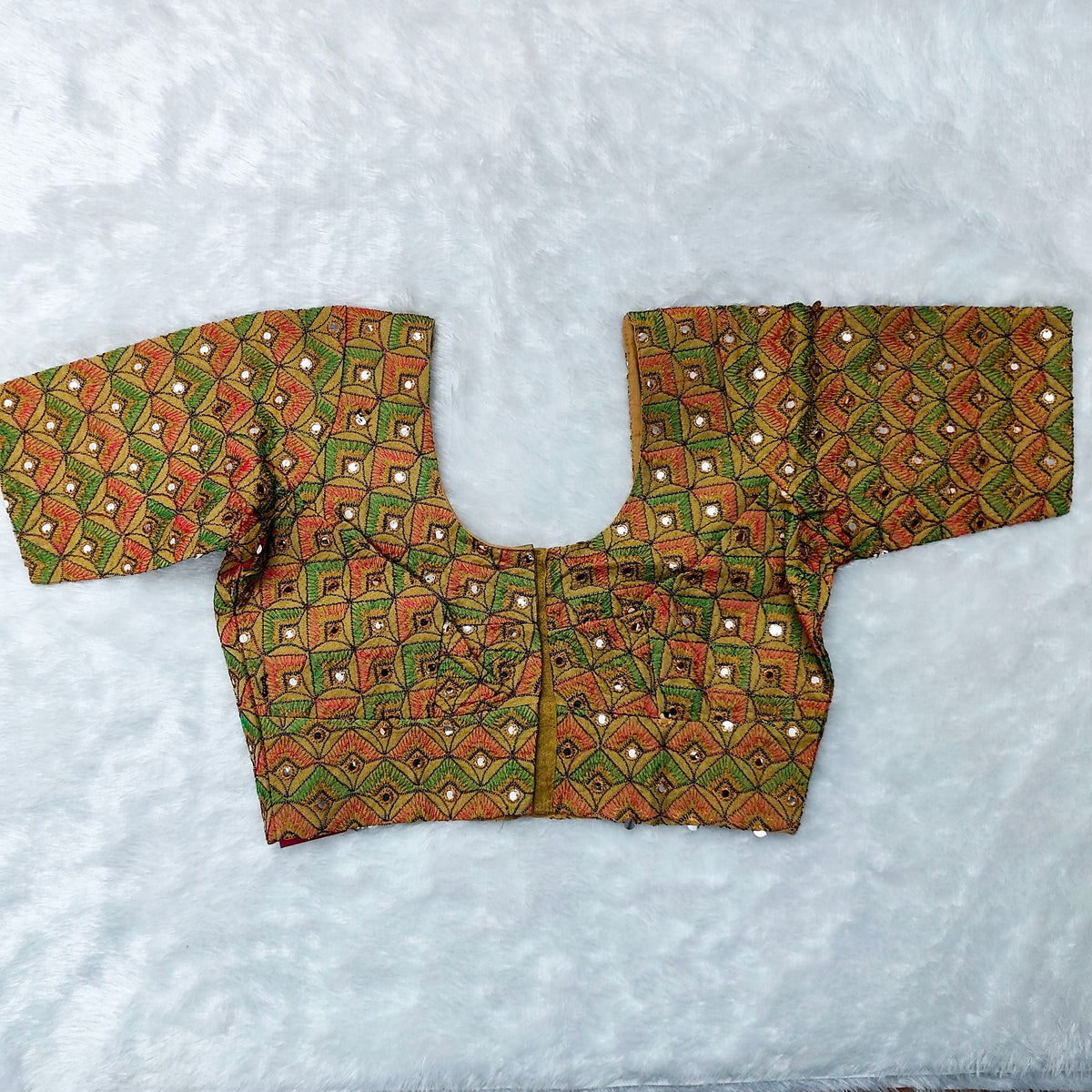 Gold Peacock Mirror ELB Blouse