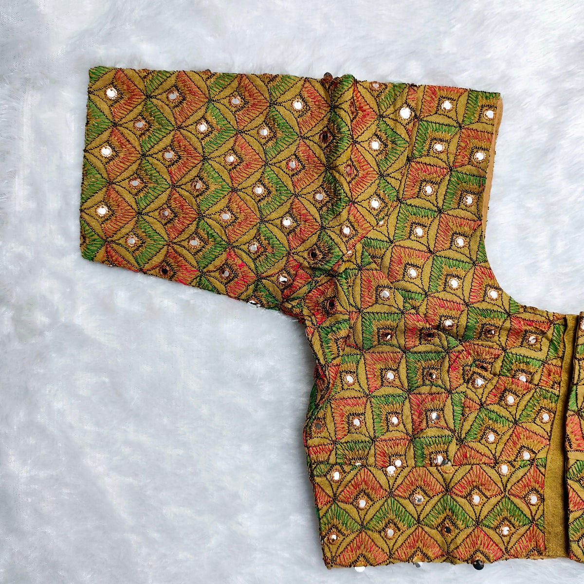 Gold Peacock Mirror ELB Blouse