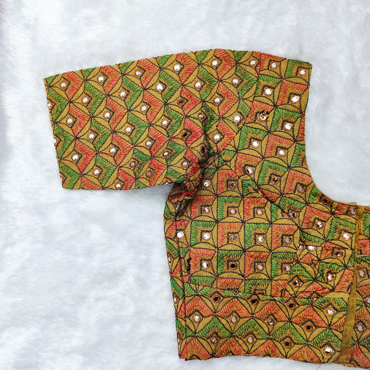 Gold Peacock Mirror ELB Blouse