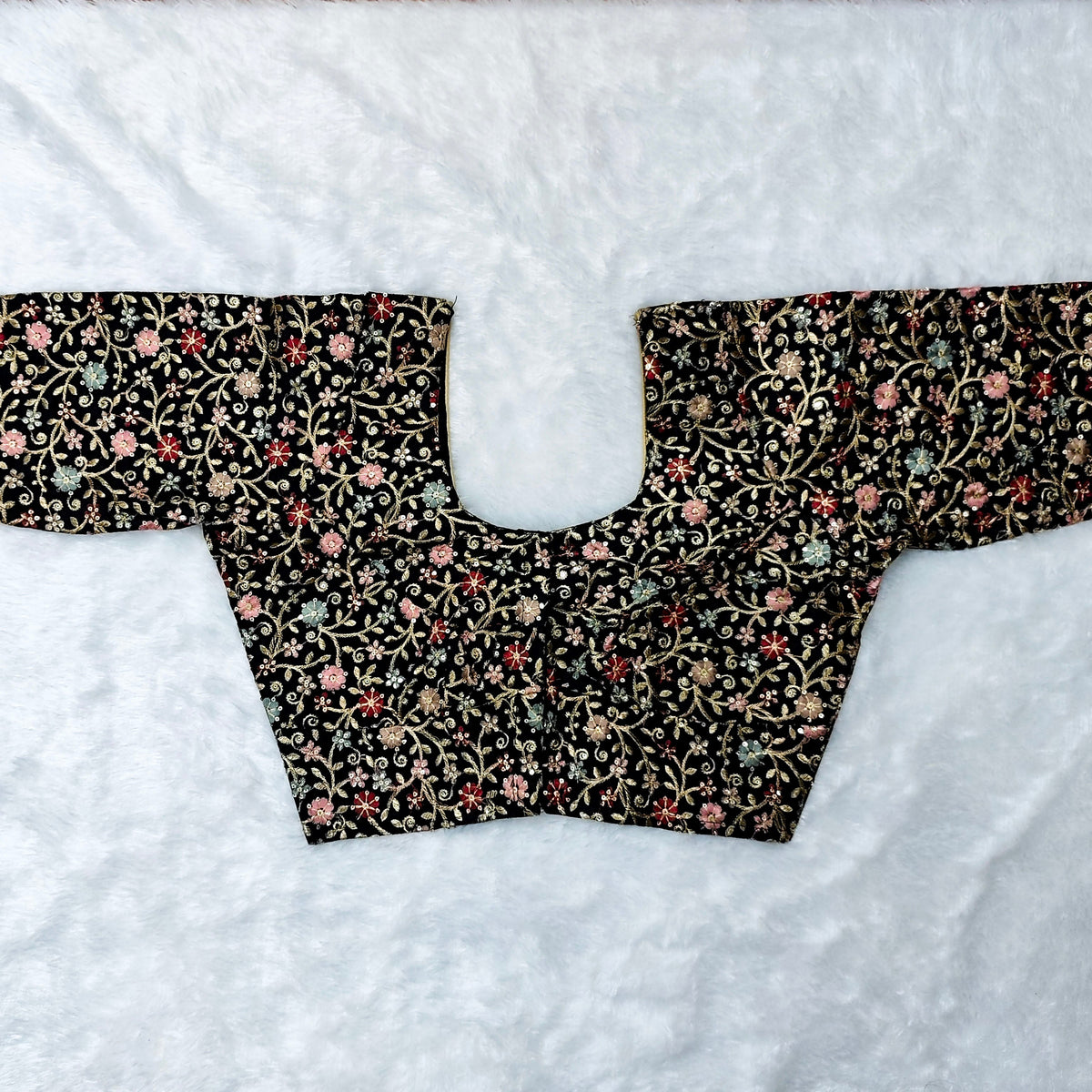 Arctic Bloom Black with Floral Print Blouse