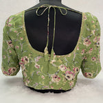 Designer Blouse with Floral Green Fabric