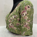 Designer Blouse with Floral Green Fabric