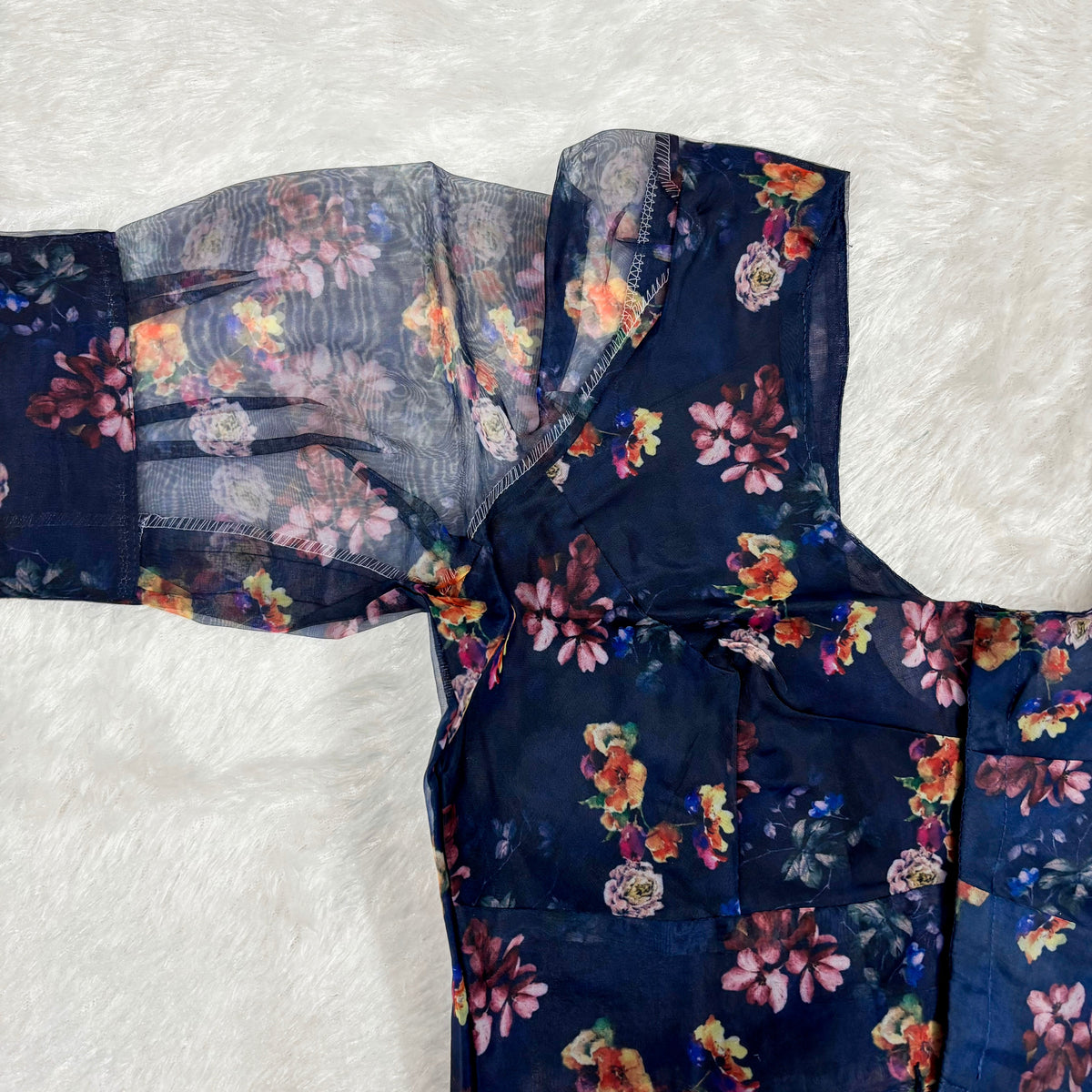 Organza Blue FloralBlouse