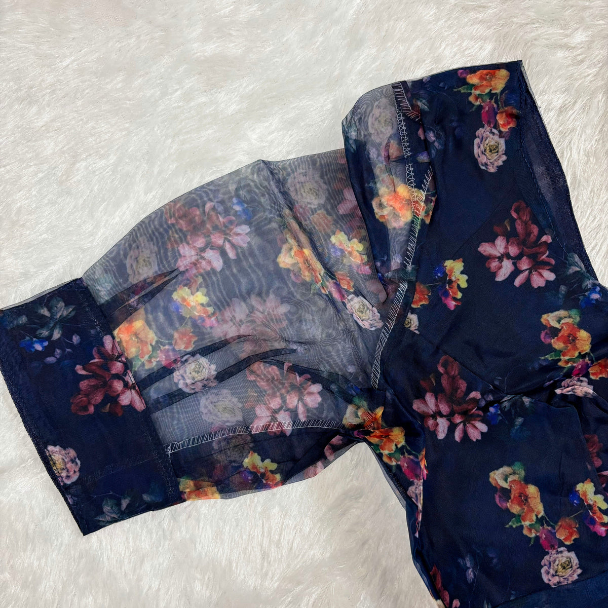 Organza Blue FloralBlouse