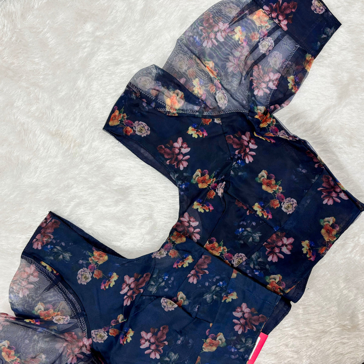 Organza Blue FloralBlouse