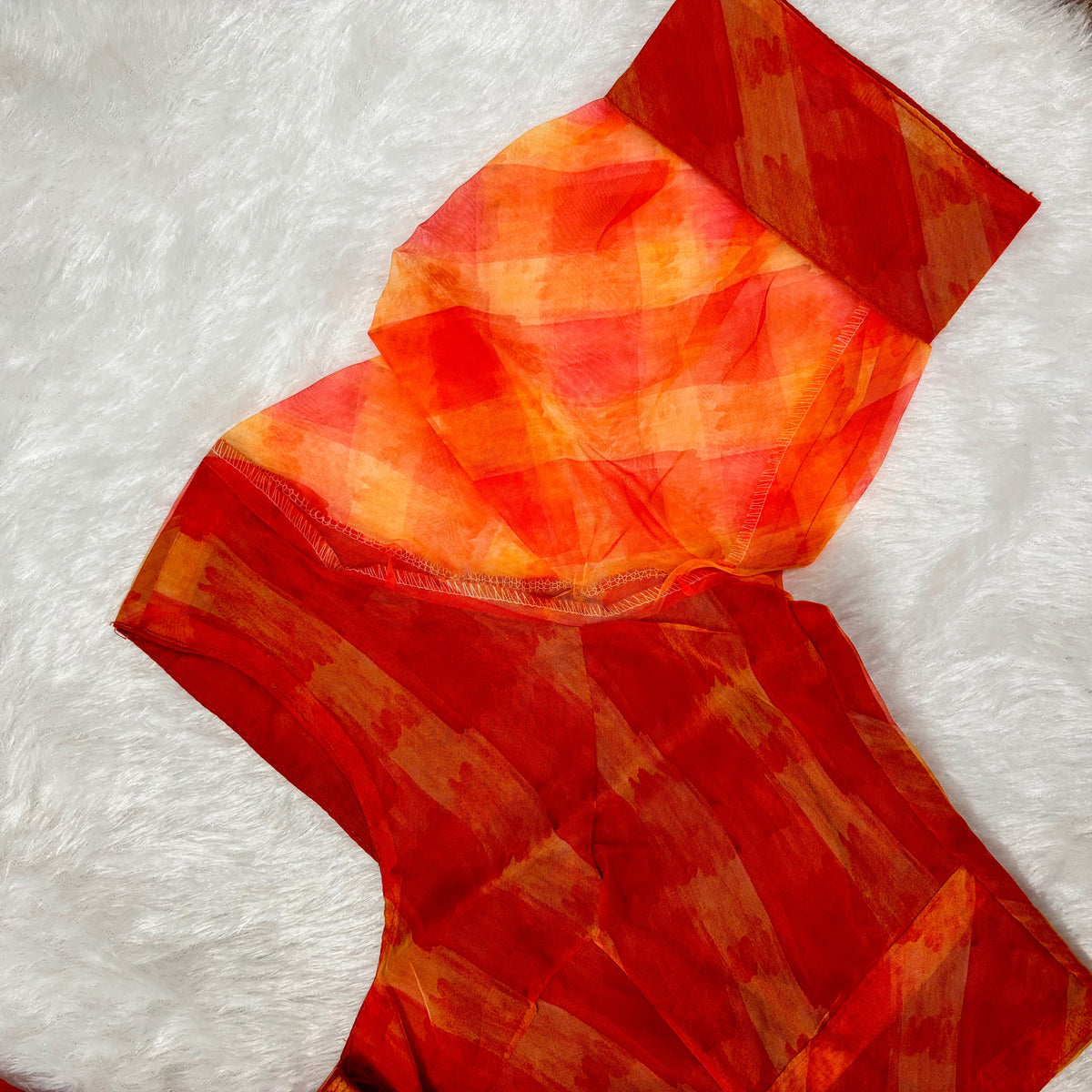 Organza Orange Checked Blouse