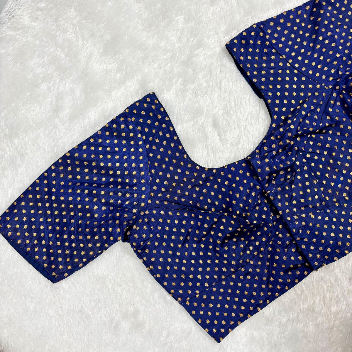 Kora Silk ELB Navy Blue with Gold Dots