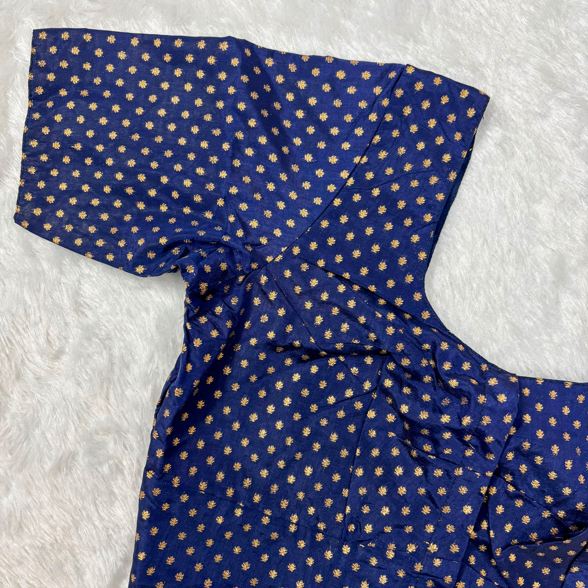 Kora Silk ELB Navy Blue with Gold Dots