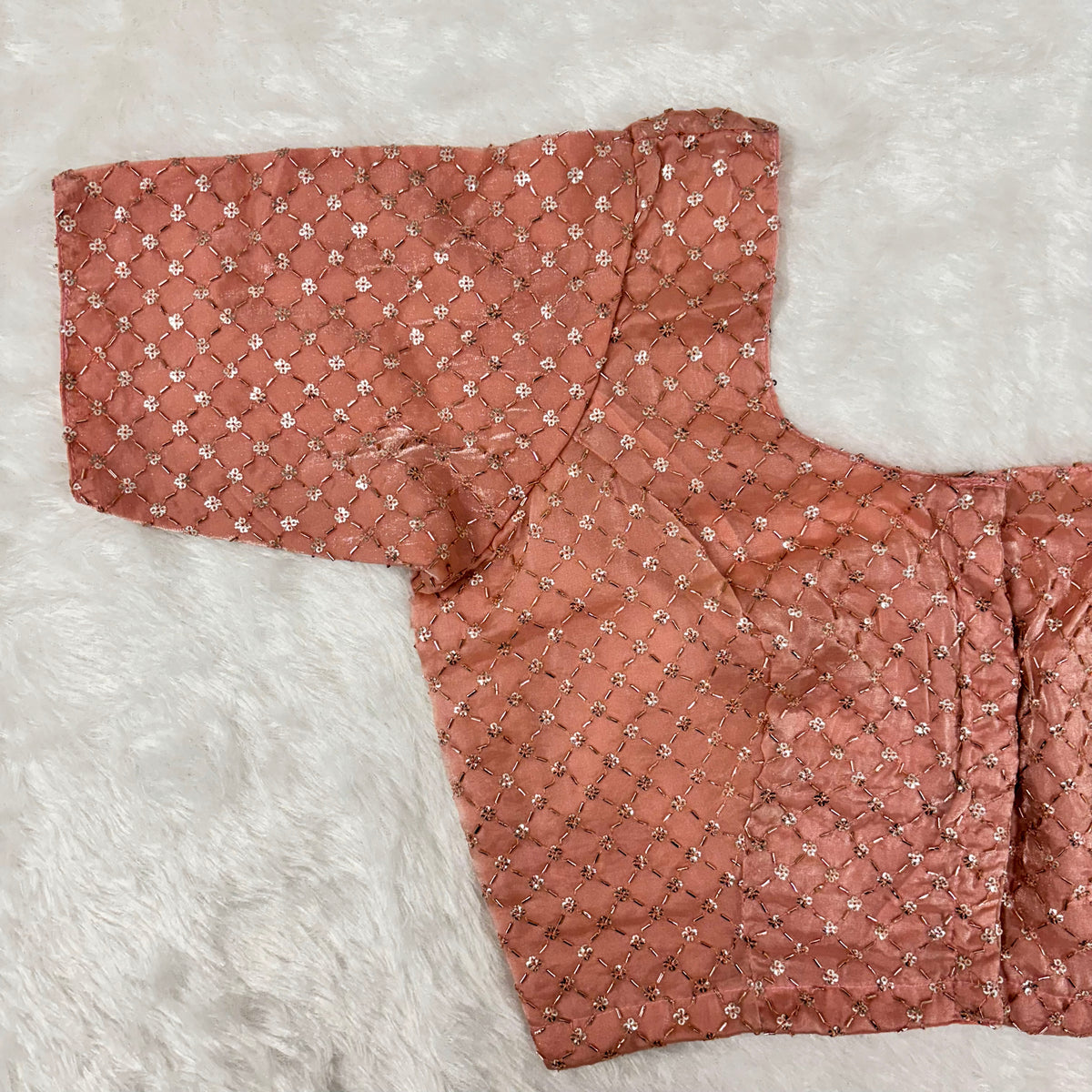 Blush Peach Fendy Check Exclusive Ladies Blouse (ELB)
