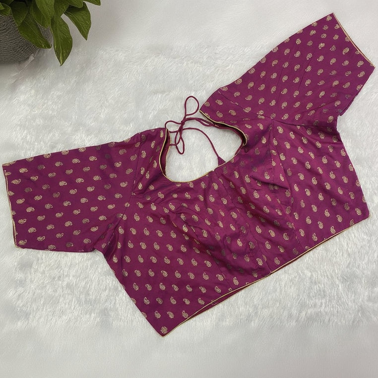 Designer Blouse in Purple with Golden Detailing