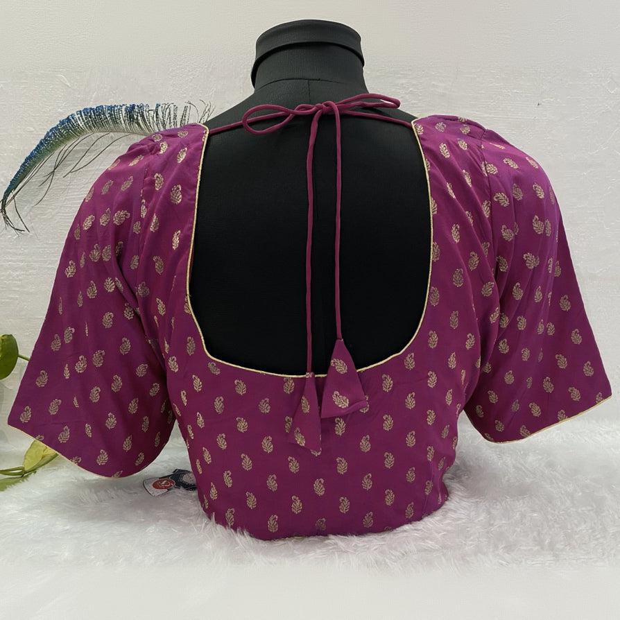 Designer Blouse in Purple with Golden Detailing