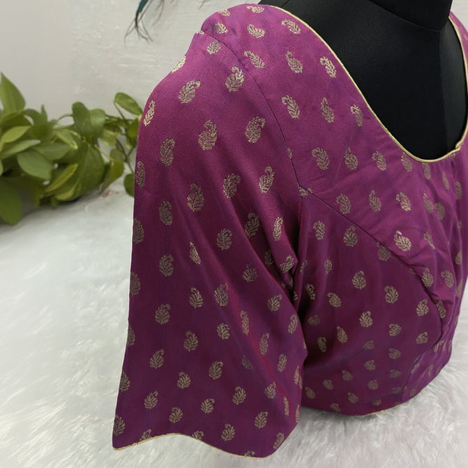 Designer Blouse in Purple with Golden Detailing