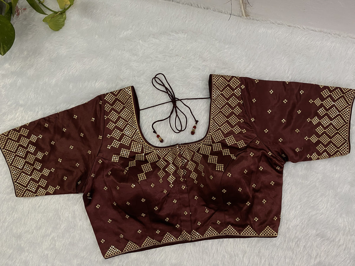 Copper Brocade Silk Designer Blouse