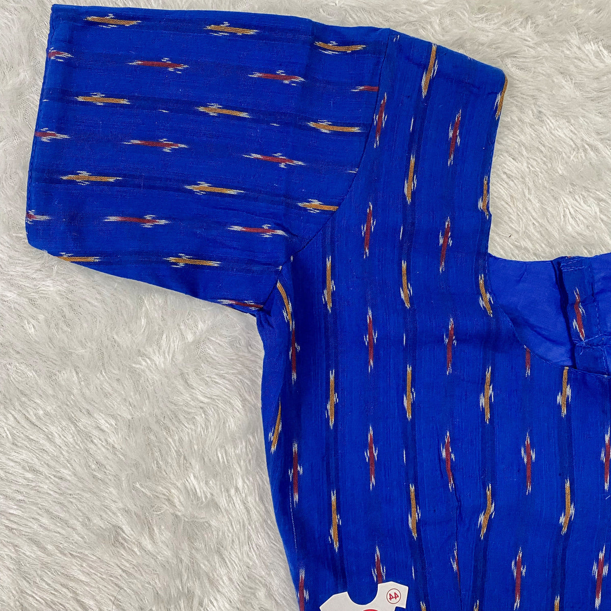 Everyday Wear Cotton Ikkat Blouse in Royal Blue