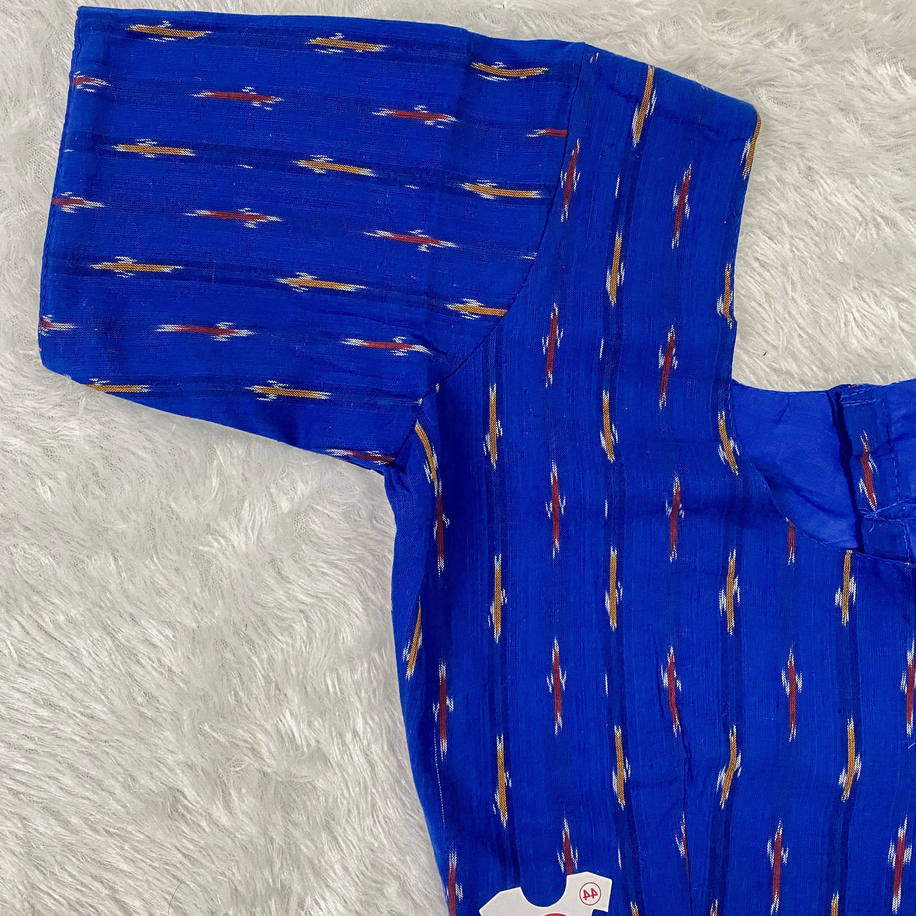 Everyday Wear Cotton Ikkat Blouse in Royal Blue