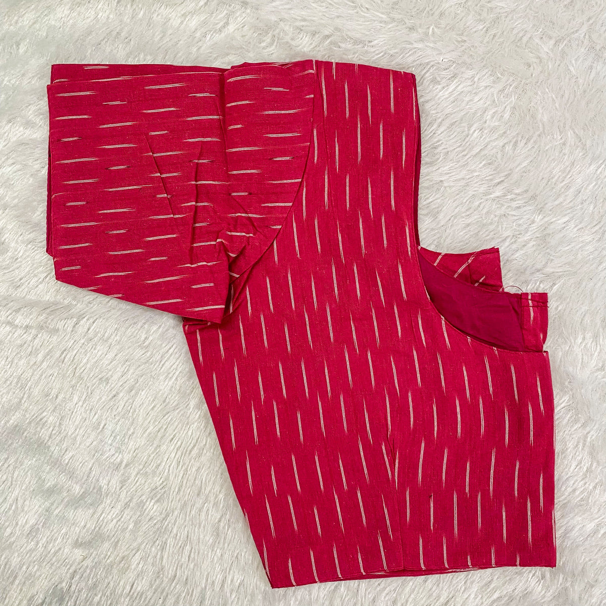 Everyday Wear Cotton Ikkat Blouse in Pink