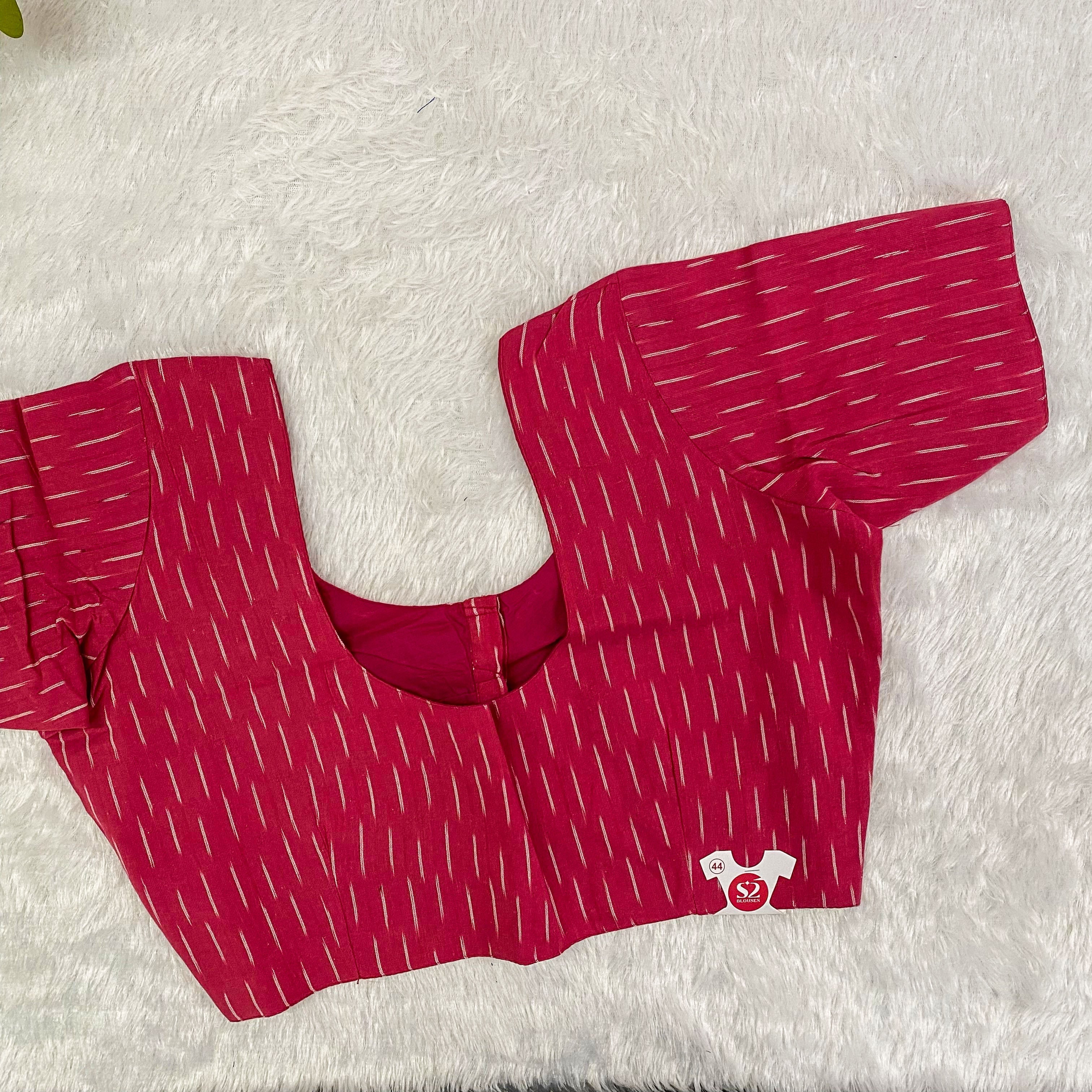 Everyday Wear Cotton Ikkat Blouse in Pink