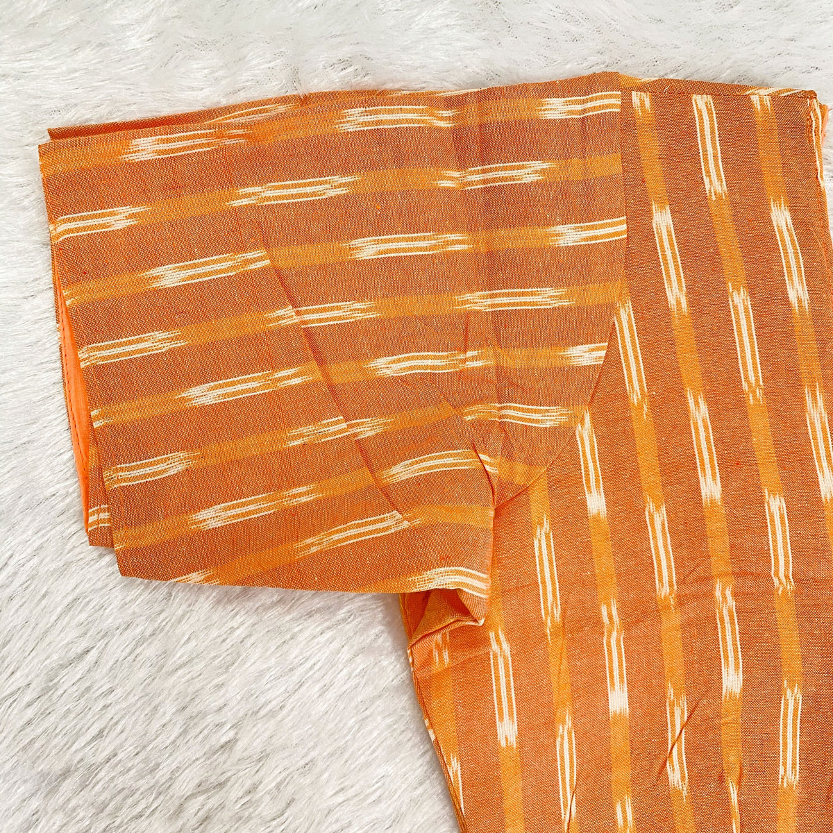 Everyday Wear Cotton Ikkat Blouse in Orange