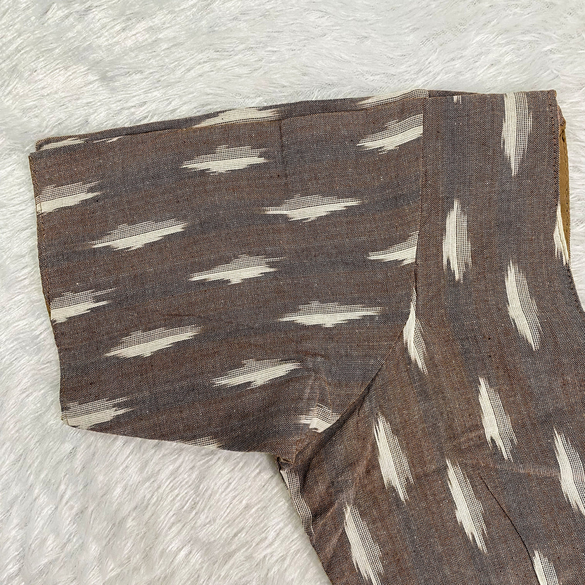 Everyday Cotton Ikkat Blouse in Brown & White