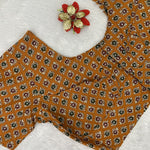 Everyday Wear Cotton Ajrak Print Blouse in Mustard Yellow