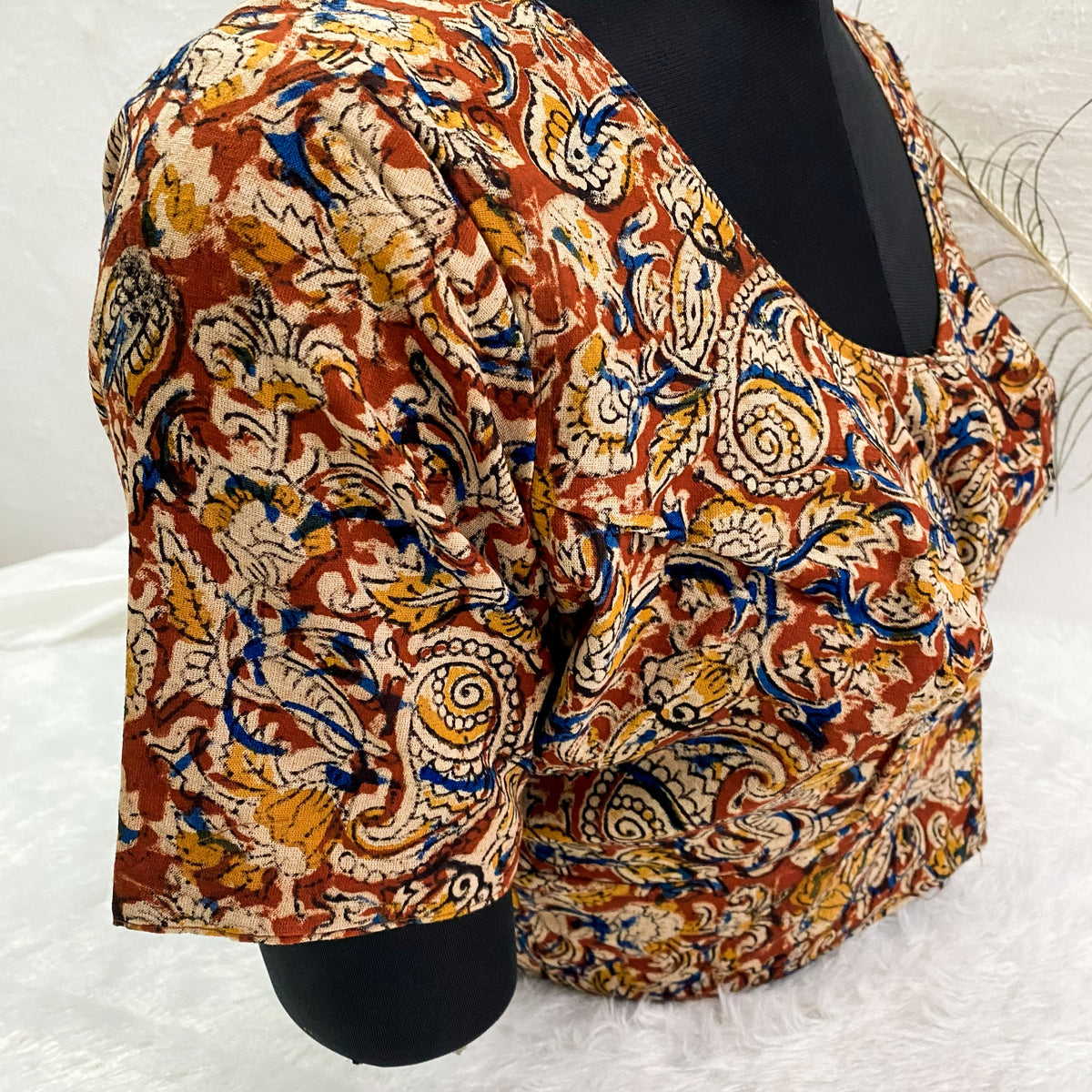 Everyday Cotton Handloom Kalamkari Blouse - Red