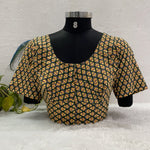 Everyday Wear Cotton Ajrak Print Blouse in Olive Green
