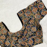 Everyday Cotton Handloom Kalamkari Blouse - Navy Blue & Beige