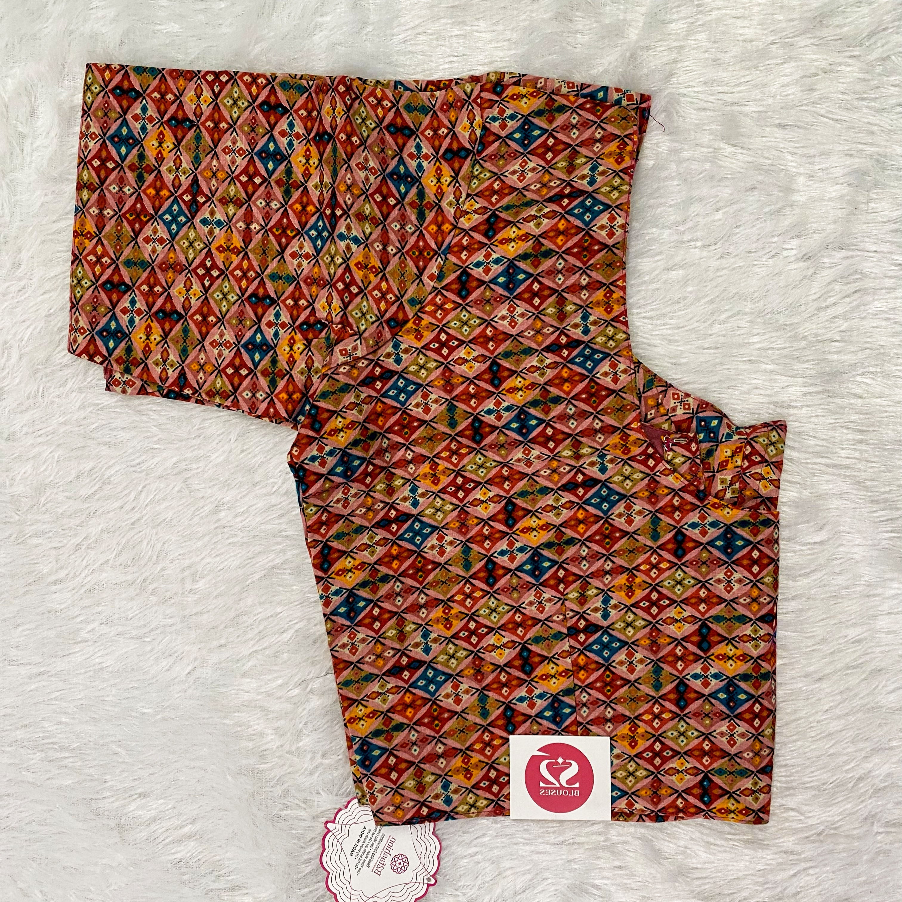 Everyday Wear Cotton Google Print Blouse in Multicolor