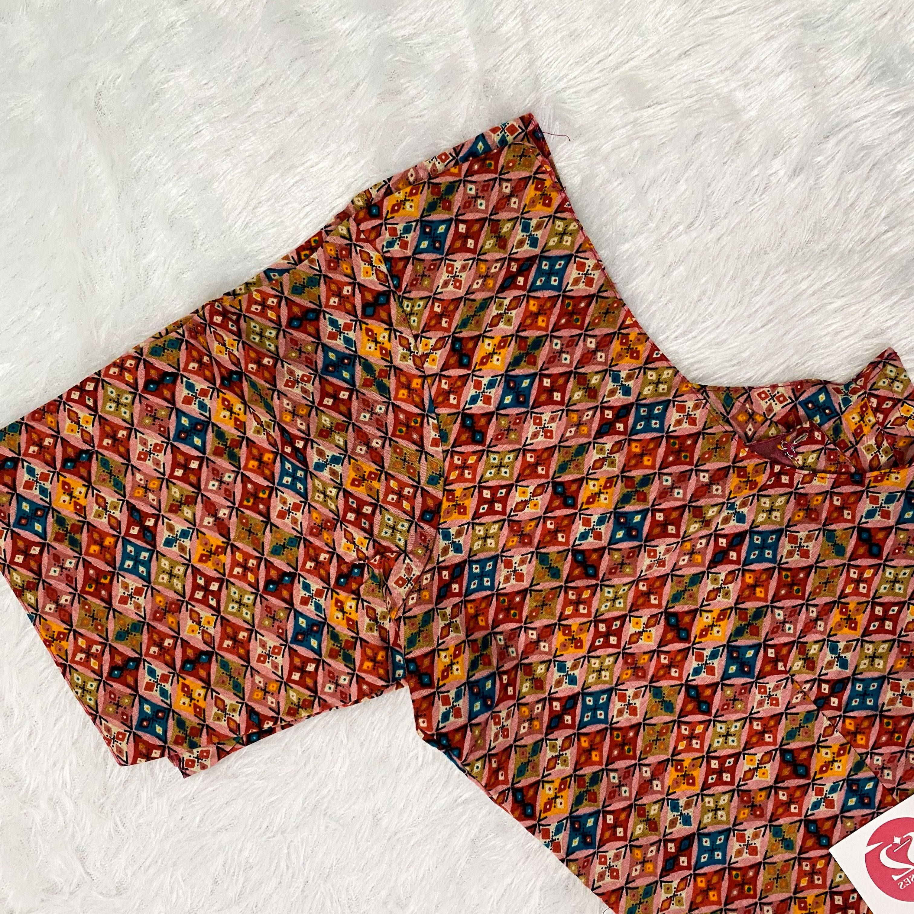 Everyday Wear Cotton Google Print Blouse in Multicolor