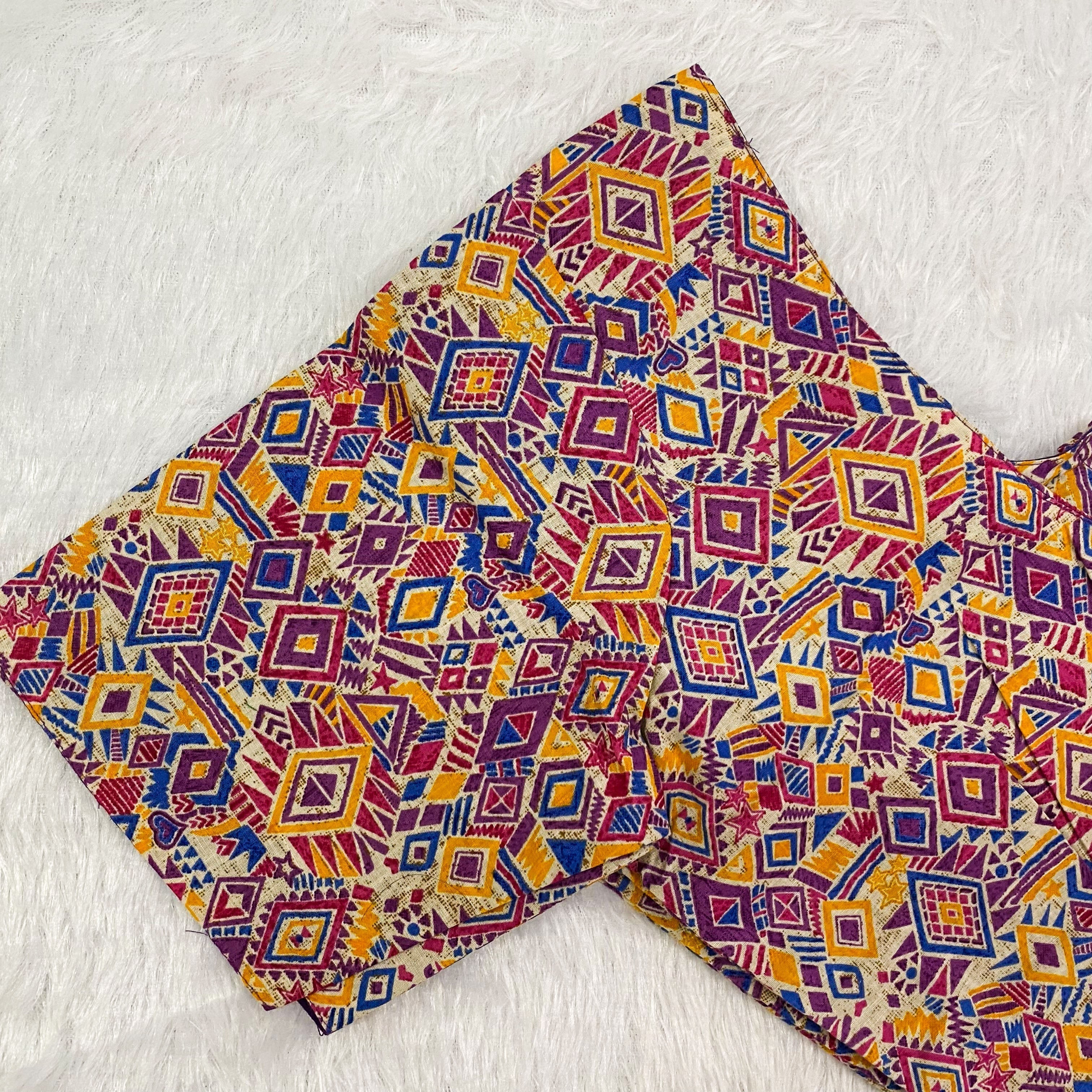 Everyday Wear Cotton Google Print Blouse in Purple and Yellow