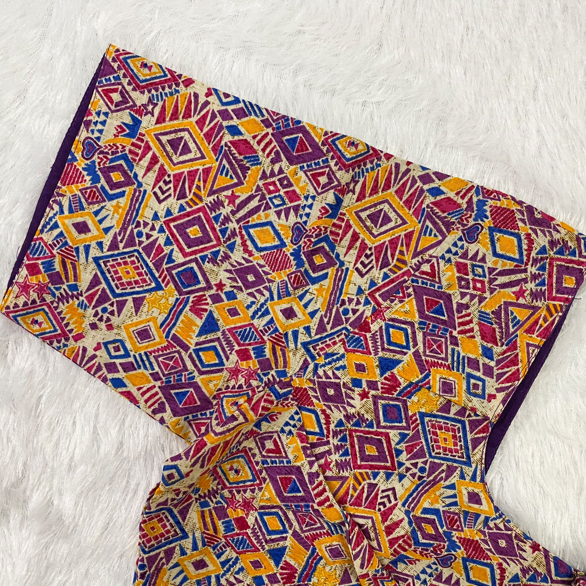 Everyday Wear Cotton Google Print Blouse in Purple and Yellow