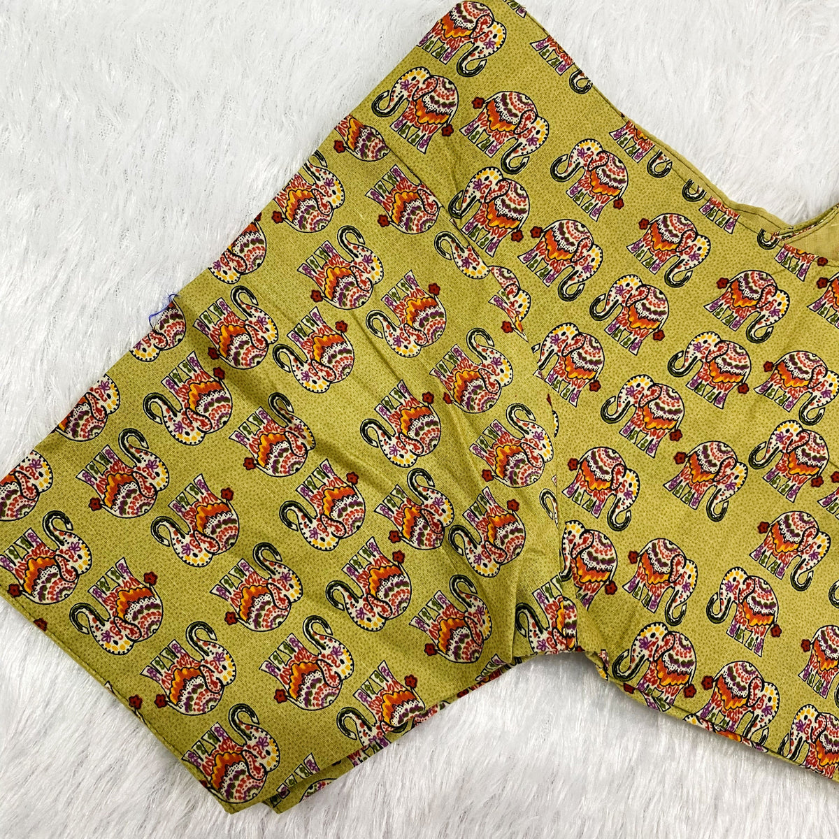 Everyday Wear Cotton Google Print Blouse in Olive Green