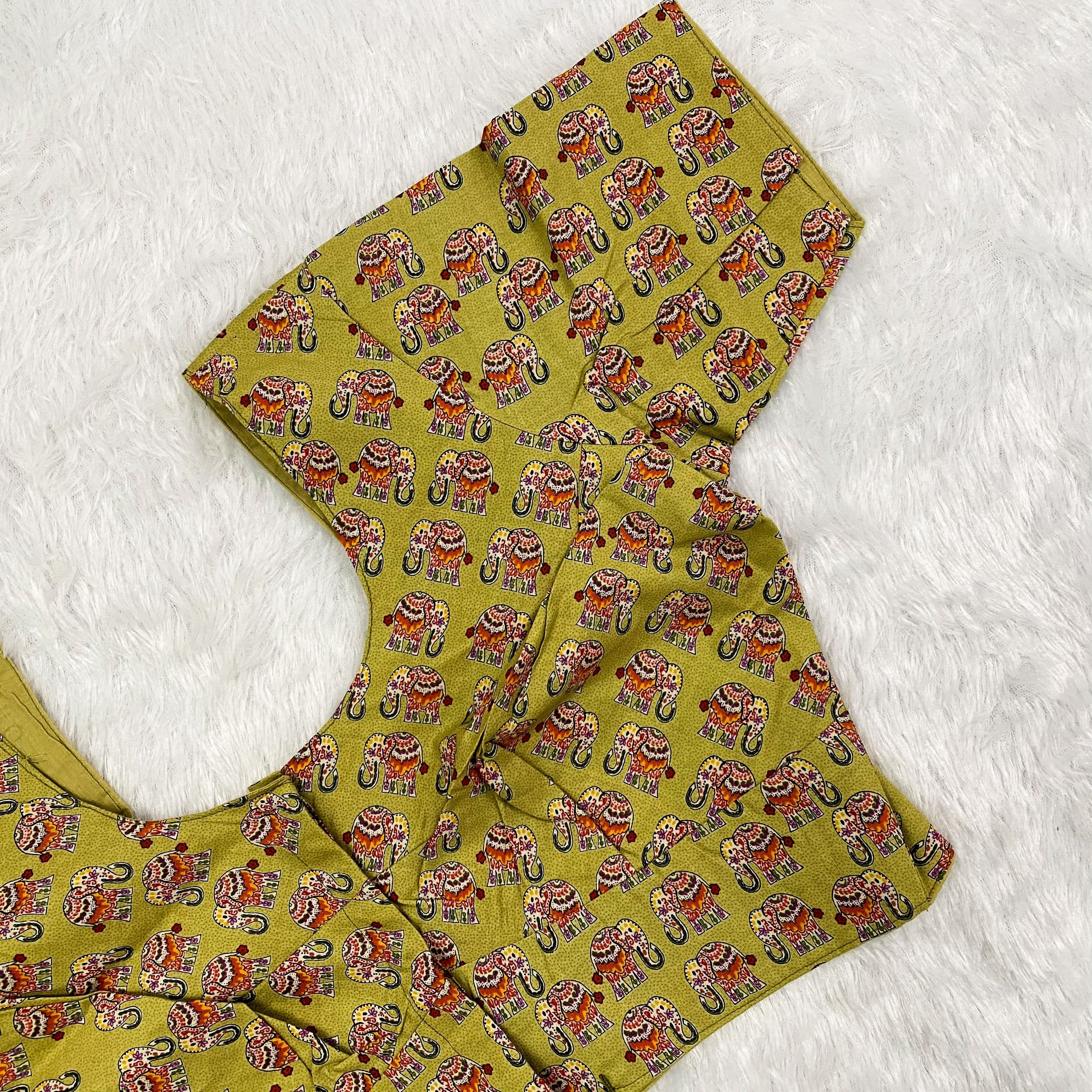 Everyday Wear Cotton Google Print Blouse in Olive Green