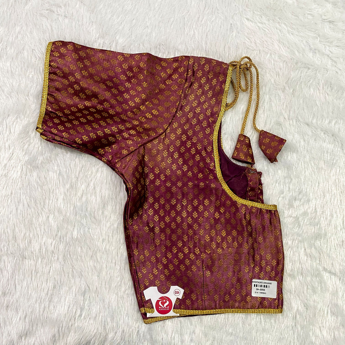 Wine Pink Brocade Cherry Blouse