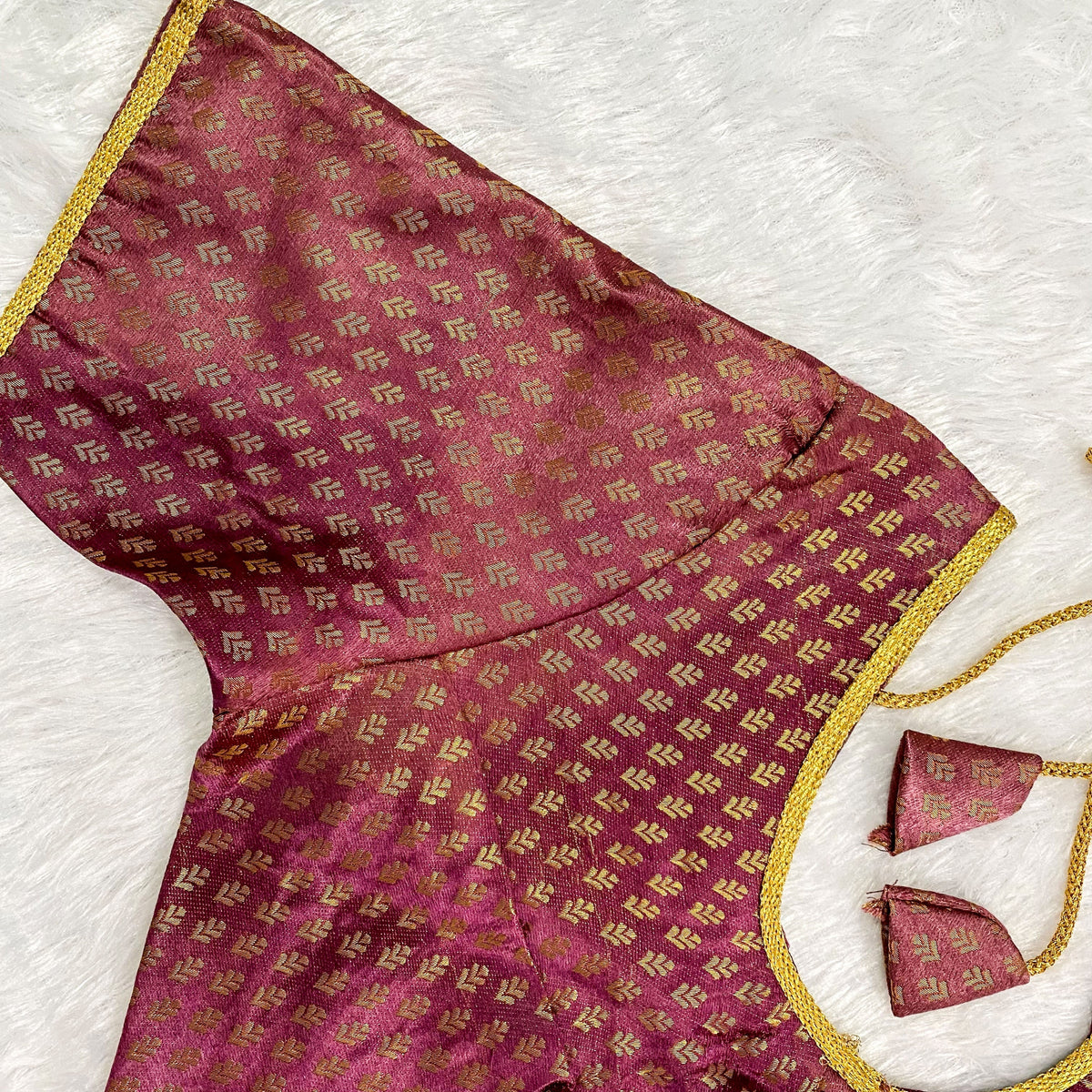 Wine Pink Brocade Cherry Blouse