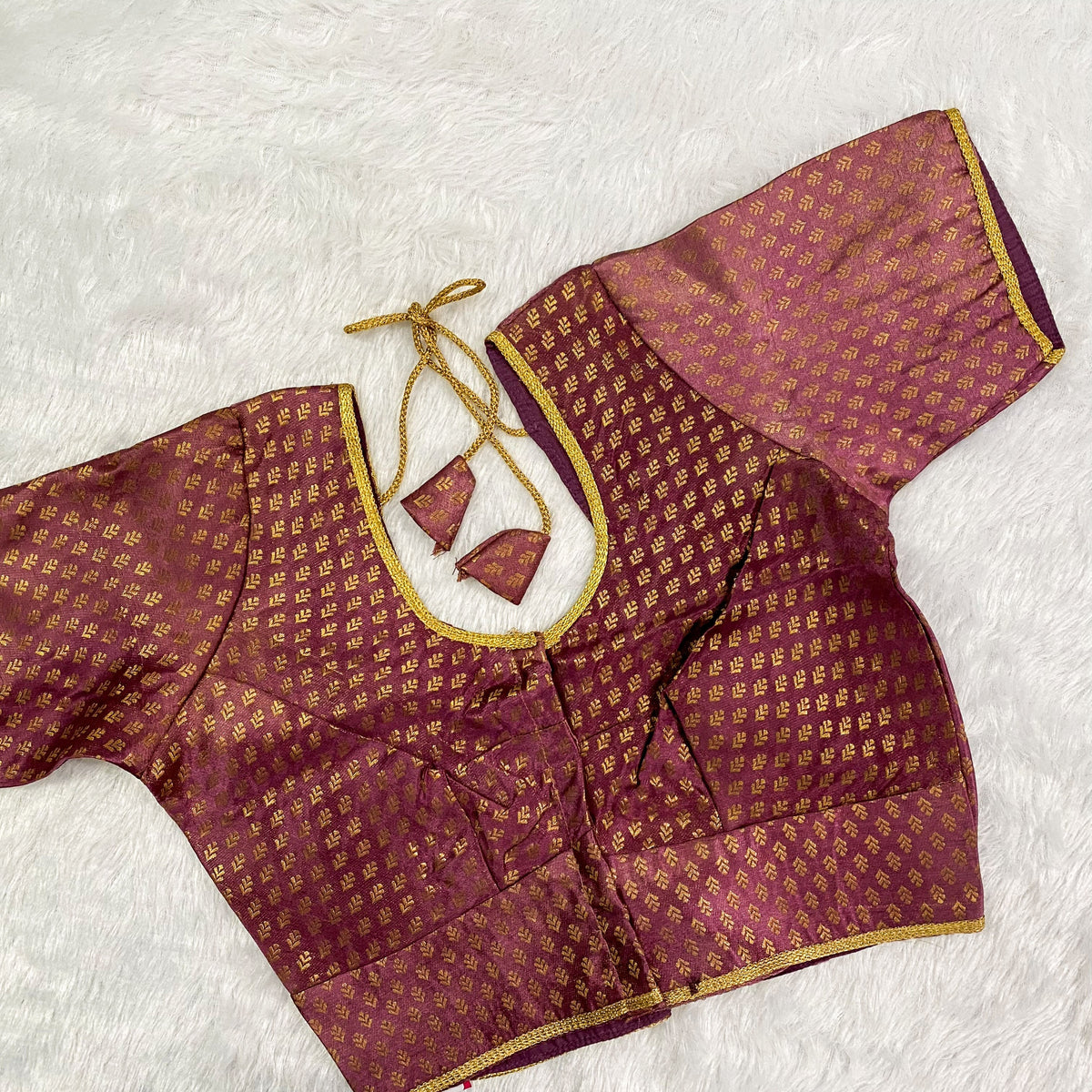 Wine Pink Brocade Cherry Blouse