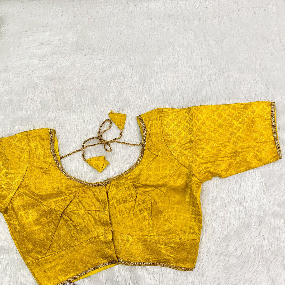 Mustard Yellow Brocade Cherry Blouse