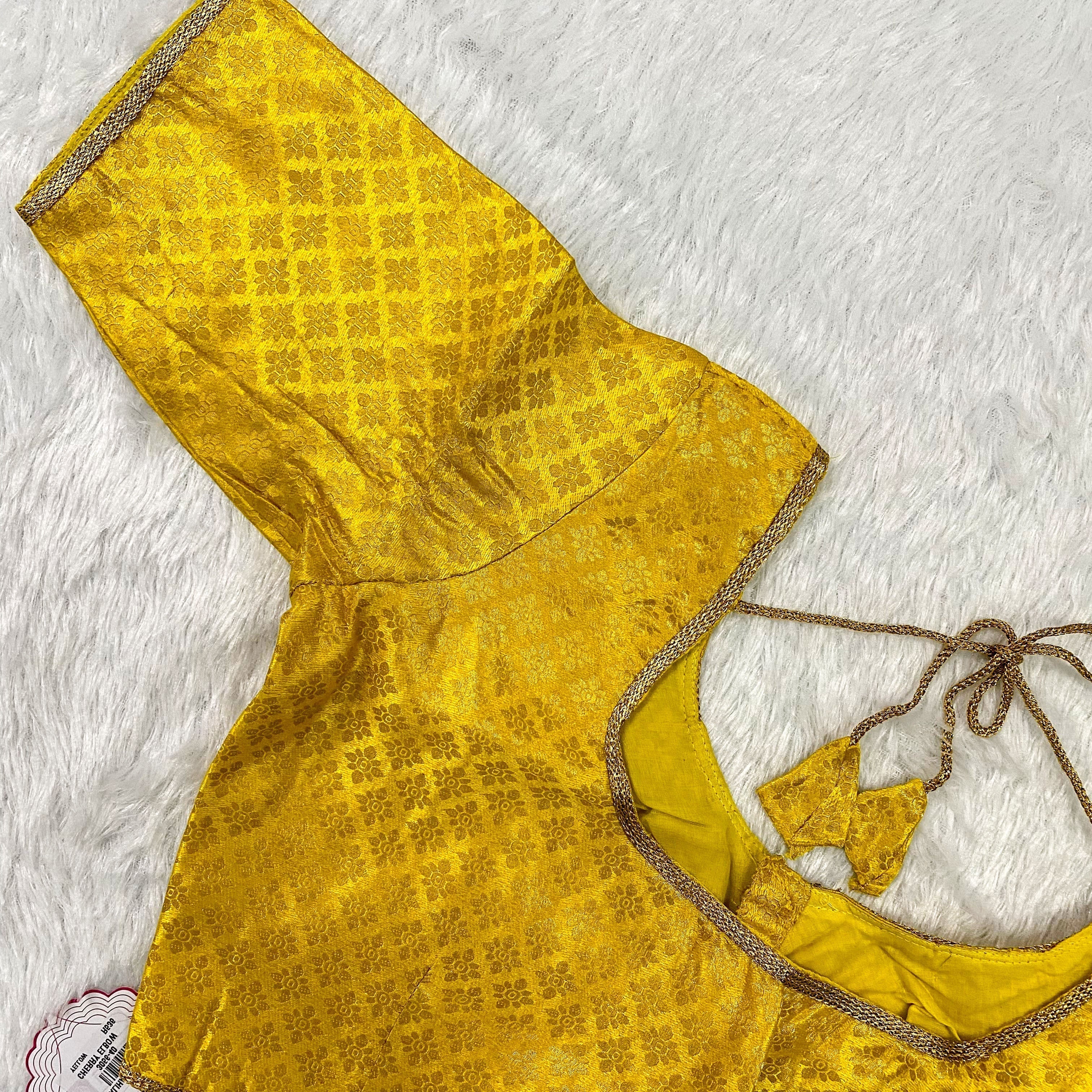 Mustard Yellow Brocade Cherry Blouse