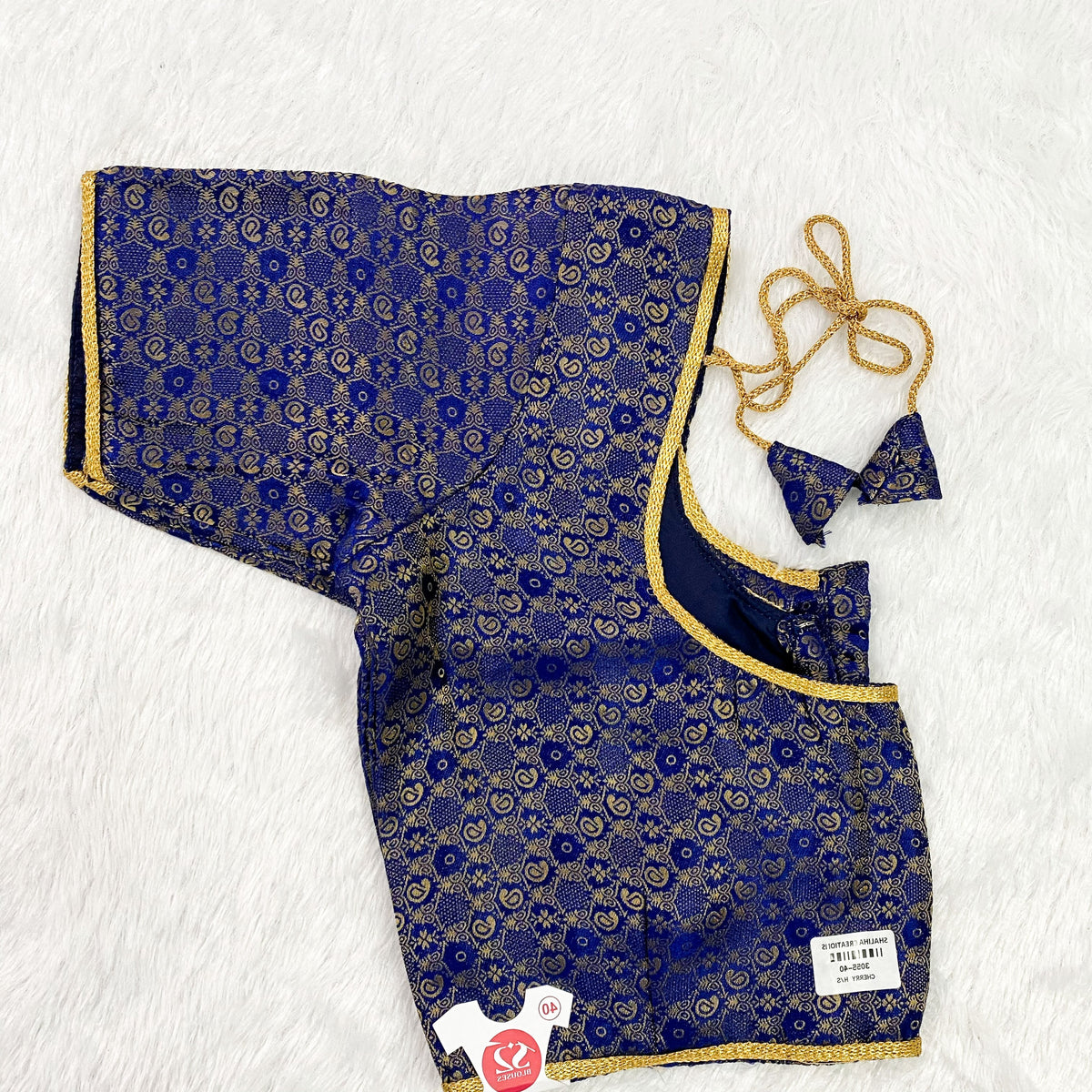 Royal Blue Brocade Cherry Blouse