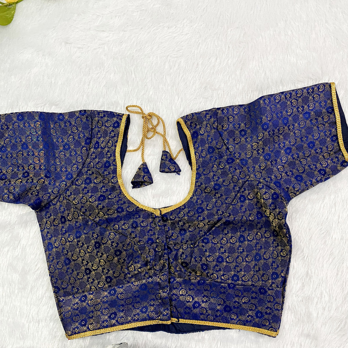 Royal Blue Brocade Cherry Blouse