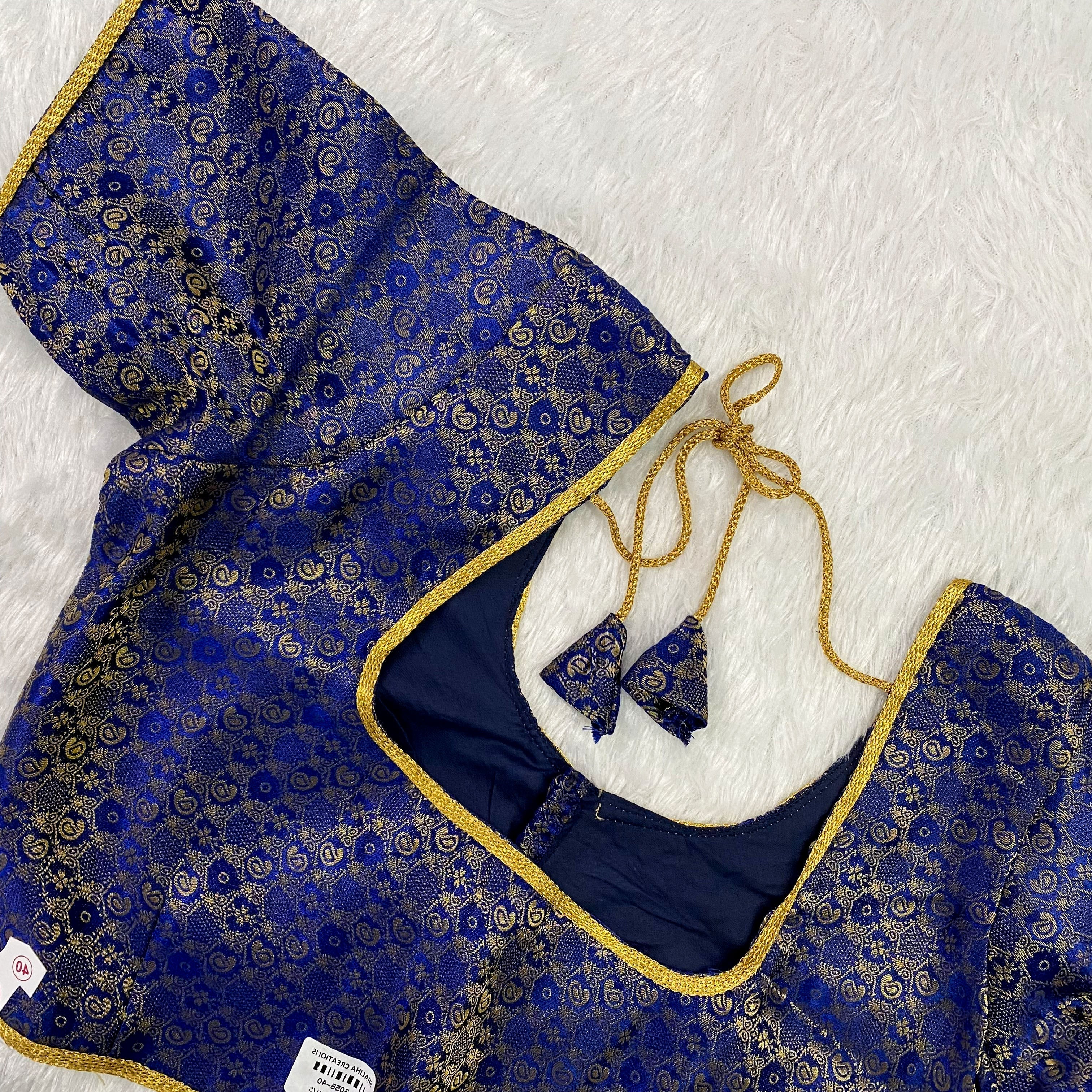 Royal Blue Brocade Cherry Blouse
